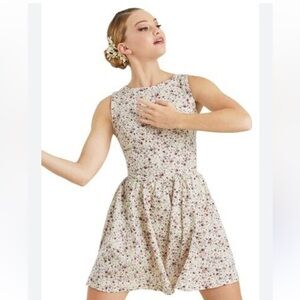 WEISSMAN Size Child Large Cream Dance Dress Tiny Pink Flowers